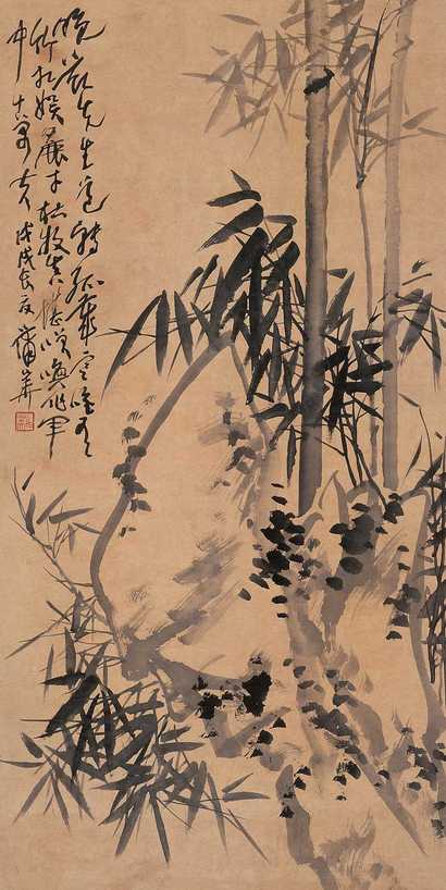 蒲华 戊戌（1898年）作 竹石图 立轴